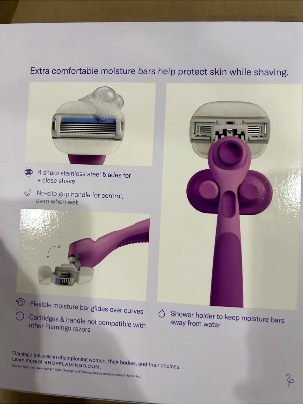flamingo by HARRY'S Purple Moisture Plus 4-Blade Women's Razor Kit